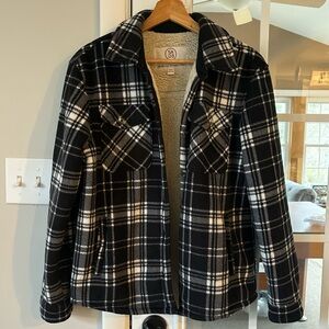 Cascade Collective Black and White Plaid Teddy Jacket